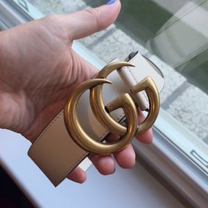 Aunthentic White Gucci Leather Belt